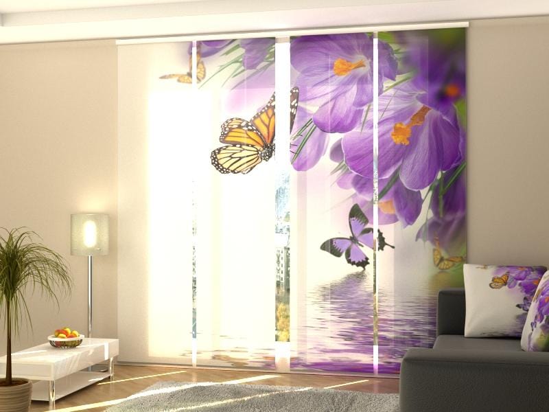 Paneļu aizkari (4 daļas) Curtains Crocuses and Butterflies Screen / 140 / 40 Home Trends