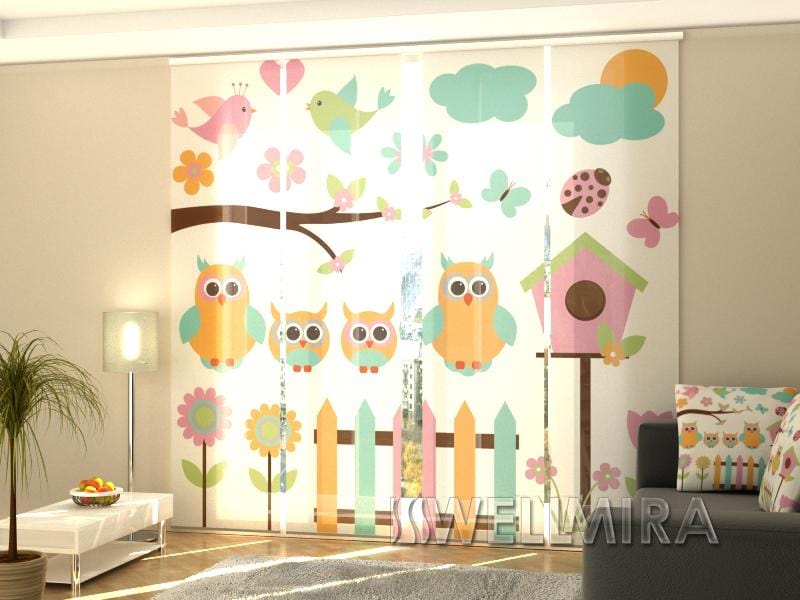 Paneļu aizkari (4 daļas) Curtains Family Owls Home Trends