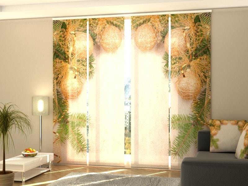 Paneļu aizkari (4 daļas) Curtains Golden Xmas Bows Home Trends