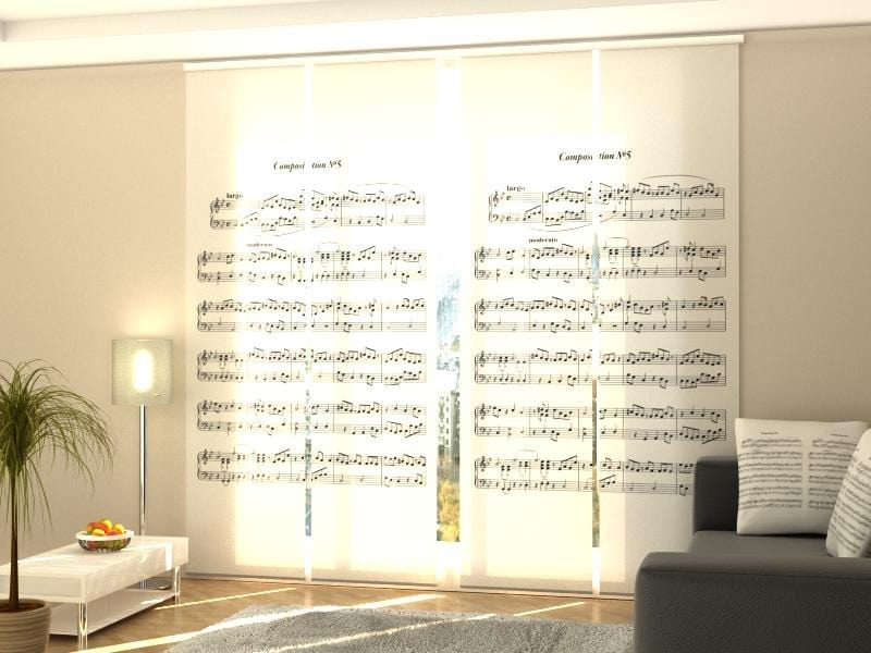 Paneļu aizkari (4 daļas) Curtains Music Note Sheet Screen / 140 / 40 Home Trends