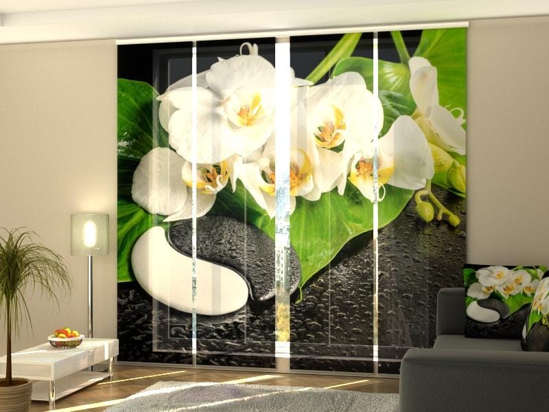 Paneļu aizkari (4 daļas) Curtains Orchids with Stones Yin Yang Home Trends