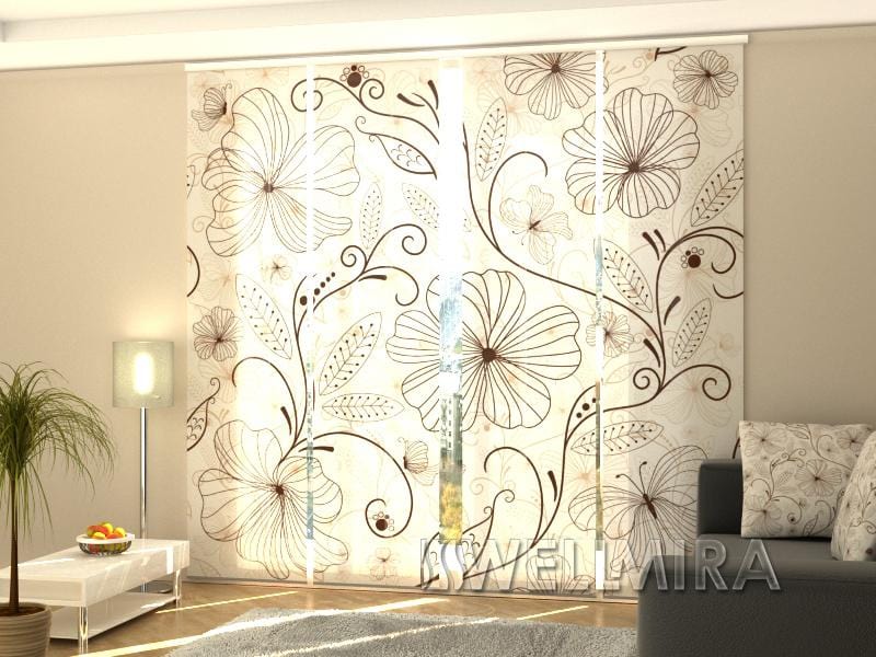 Paneļu aizkari (4 daļas) Curtains Painted Flowers Home Trends