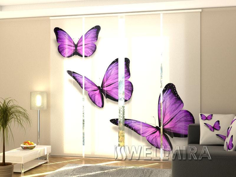 Paneļu aizkari (4 daļas) Curtains Purple Batterflies Home Trends