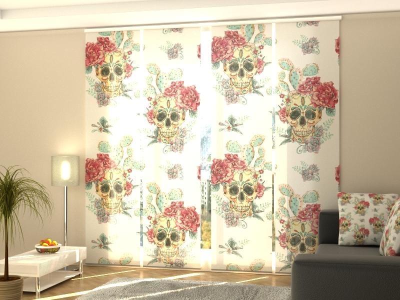 Paneļu aizkari (4 daļas) Curtains Skulls and Roses Home Trends