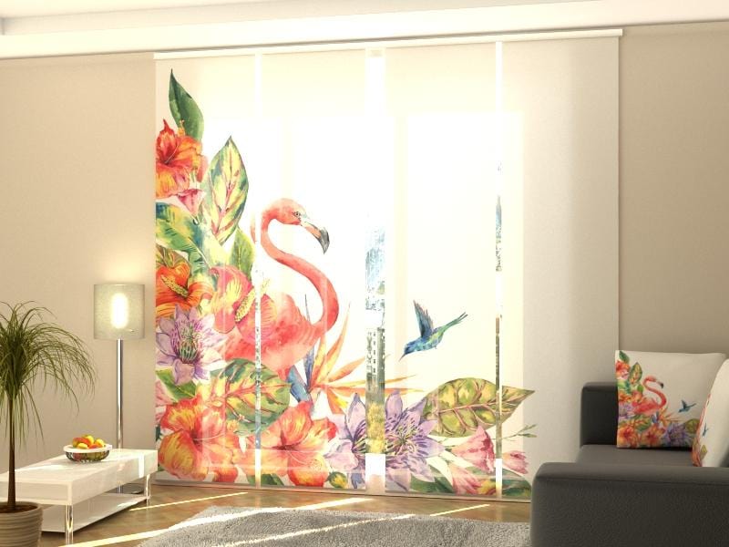 Paneļu aizkari (4 daļas) Curtains Tropical Flamingo Home Trends