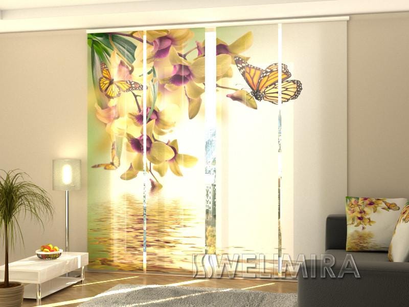 Paneļu aizkari (4 daļas) Curtains Tropical Flowers Home Trends