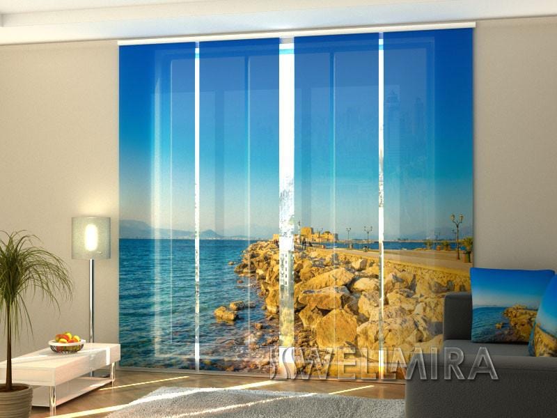 Paneļu aizkari (4 daļas) Curtains View of the Port in Greece Home Trends