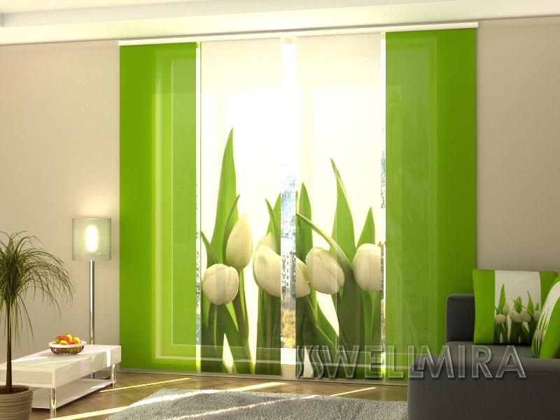 Paneļu aizkari (4 daļas) Curtains White Tulips Home Trends