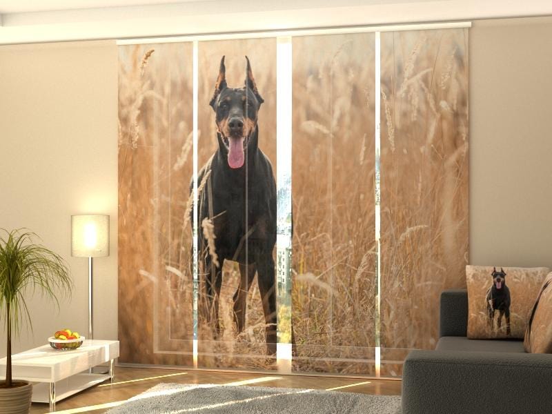 Paneļu aizkari (4 daļas) Doberman Pinscher in the Golden Grass Home Trends