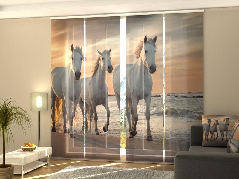 Paneļu aizkari (4 daļas) Horses Family Home Trends