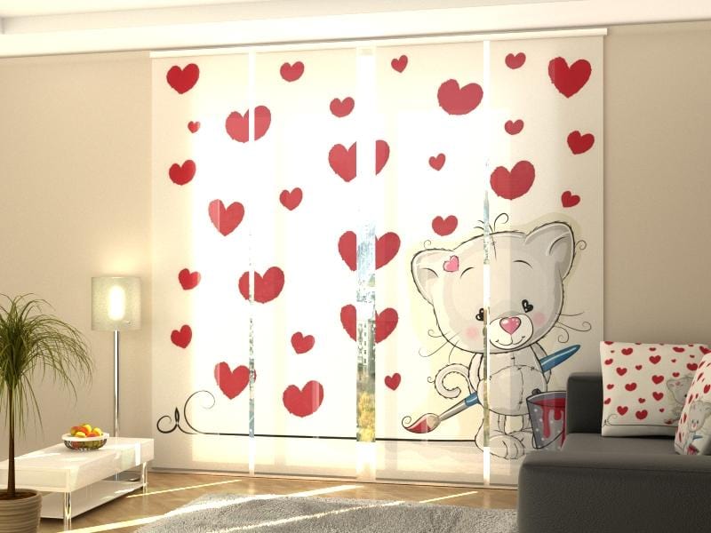 Paneļu aizkari (4 daļas) Kitten and hearts Home Trends