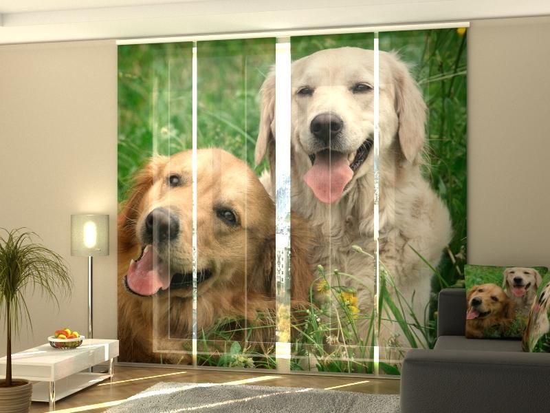 Paneļu aizkari (4 daļas) Labradors Retrievers in the Meadow Home Trends