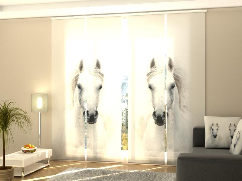 Paneļu aizkari (4 daļas) Snowy-White Arabian Stallion Home Trends