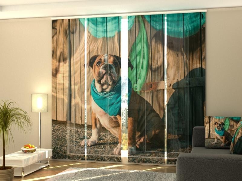 Paneļu aizkari (4 daļas) Stylish English Bulldog Puppy Home Trends