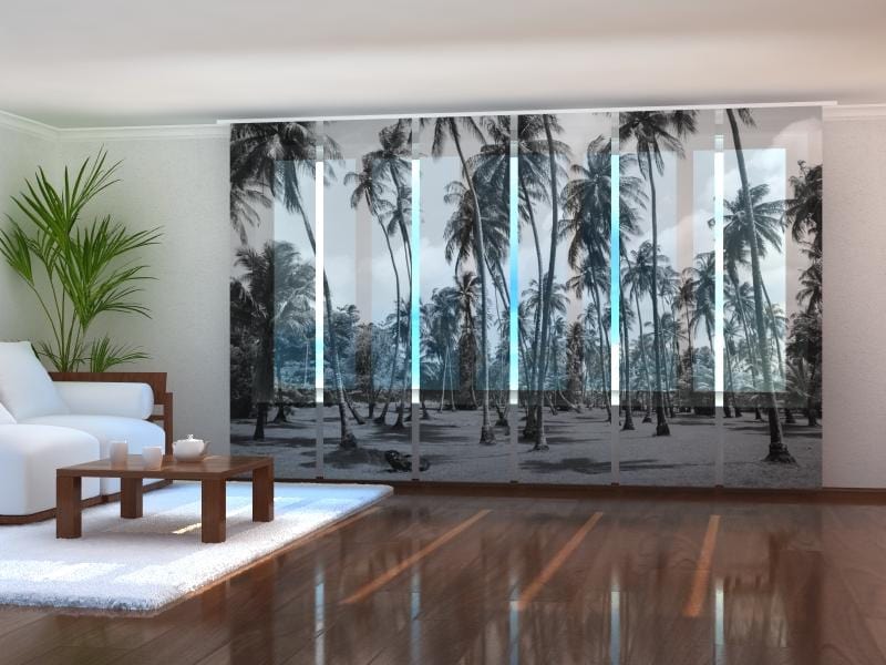 Paneļu aizkari (6 daļas) Palm Trees in Black and White Home Trends