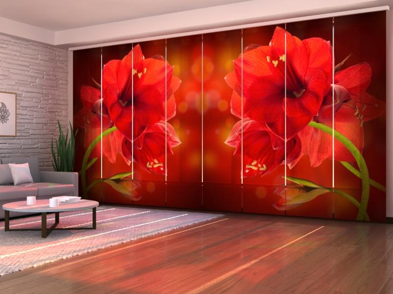 Paneļu aizkari (8 daļas) Red Hibiscus Home Trends