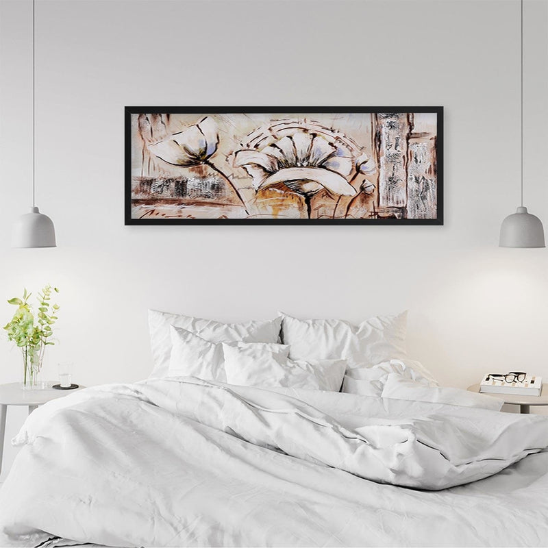 Picture in black frame PANORAMA, Abstraction Flowers  Home Trends