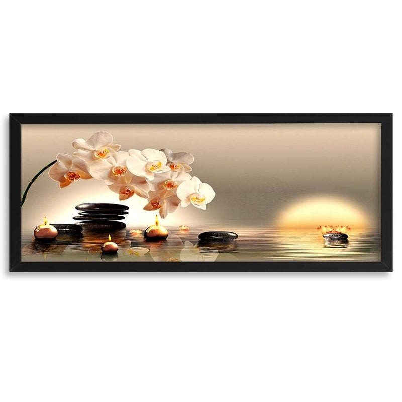 Picture in black frame PANORAMA, Candles And Stones Zen  Home Trends