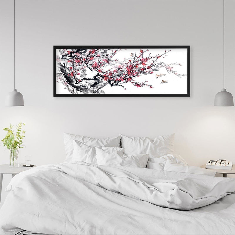 Picture in black frame PANORAMA, Cherry Blossom  Home Trends