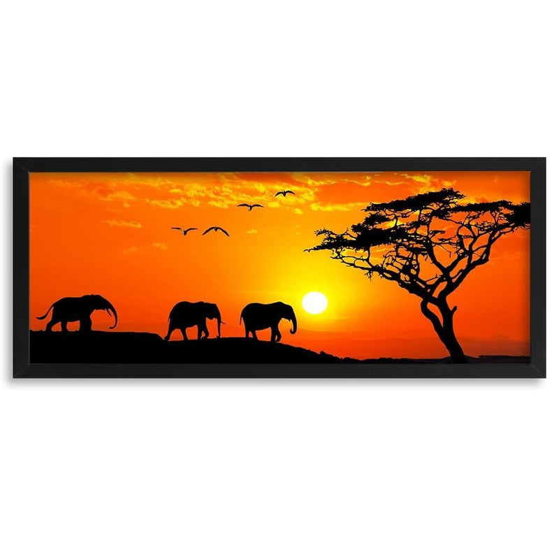 Picture in black frame PANORAMA, Orange Africa  Home Trends