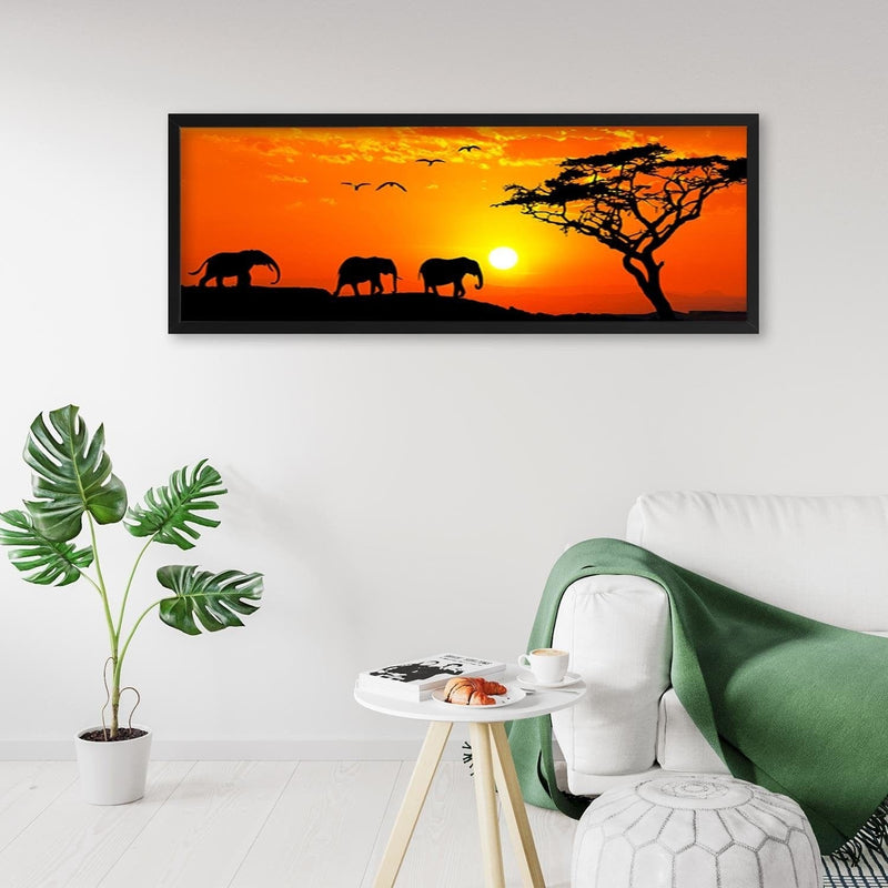 Picture in black frame PANORAMA, Orange Africa  Home Trends