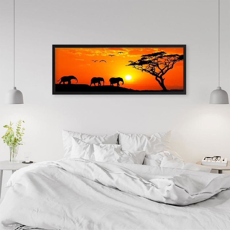 Picture in black frame PANORAMA, Orange Africa  Home Trends