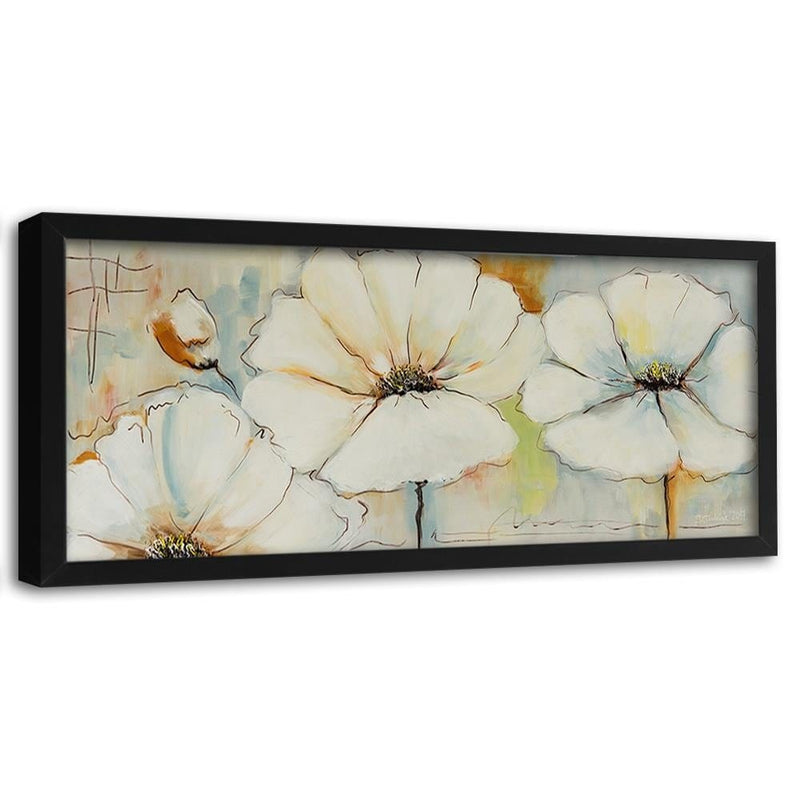 Picture in black frame PANORAMA, Painted Flowers  Home Trends