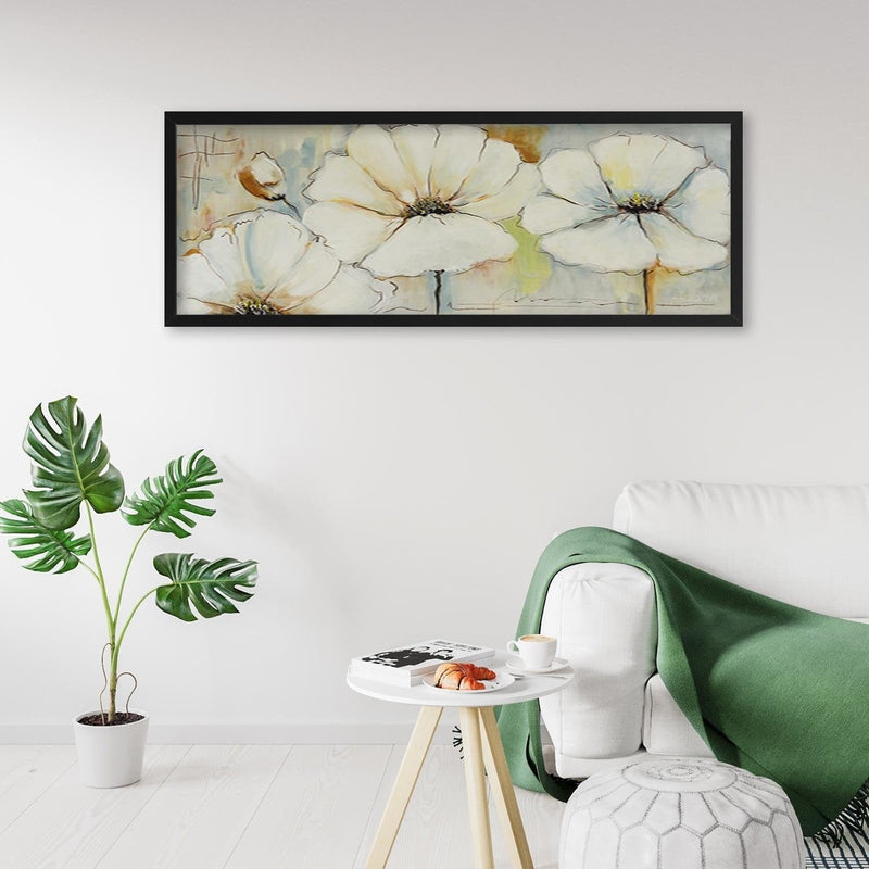 Picture in black frame PANORAMA, Painted Flowers  Home Trends