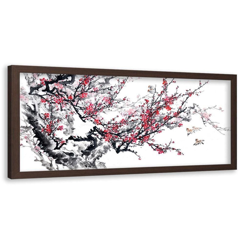 Picture in brown frame PANORAMA, Cherry Blossom  Home Trends