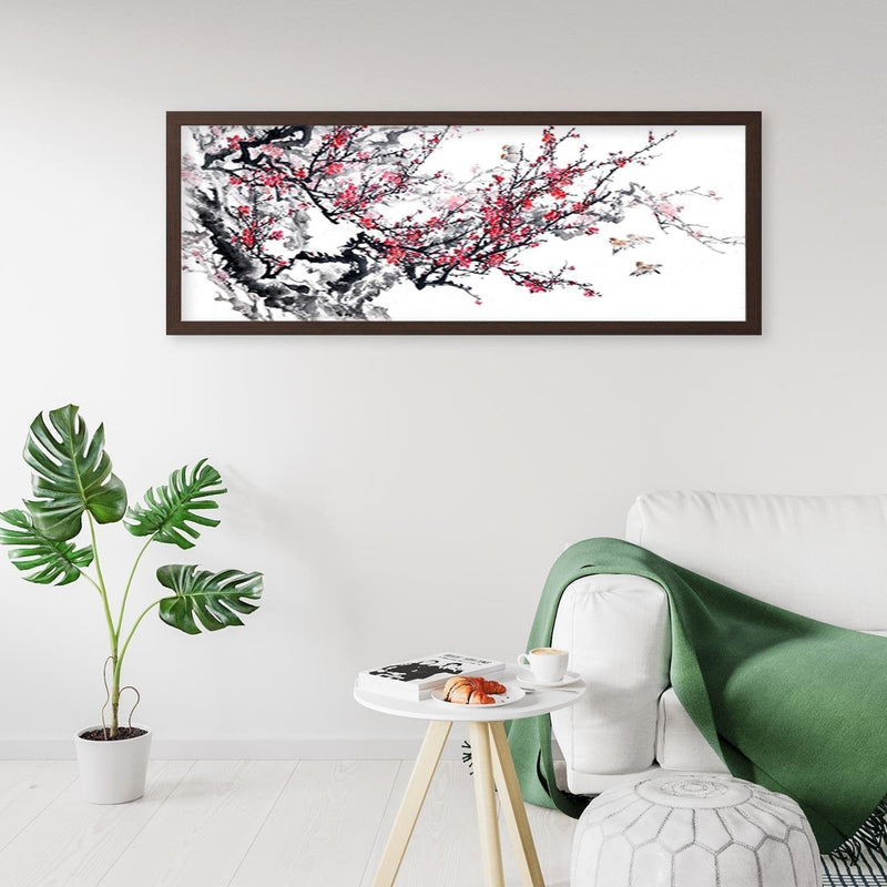 Picture in brown frame PANORAMA, Cherry Blossom  Home Trends