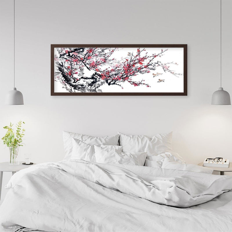 Picture in brown frame PANORAMA, Cherry Blossom  Home Trends