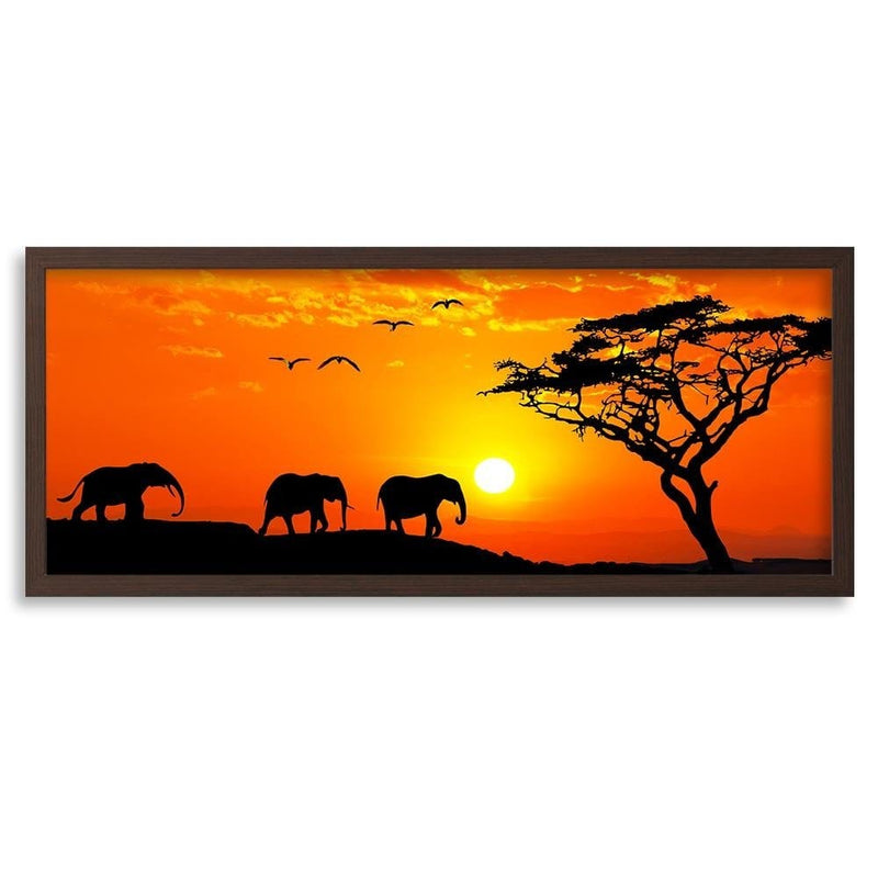 Picture in brown frame PANORAMA, Orange Africa  Home Trends