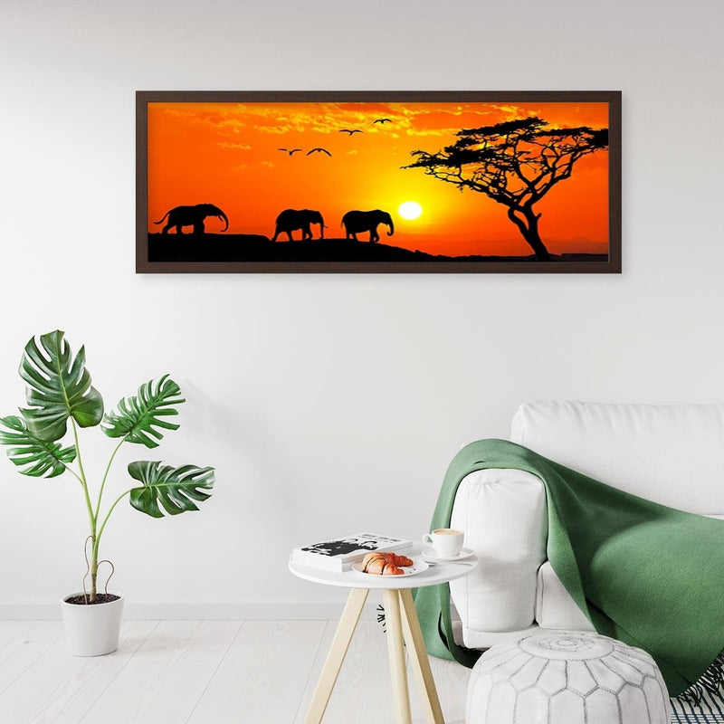 Picture in brown frame PANORAMA, Orange Africa  Home Trends