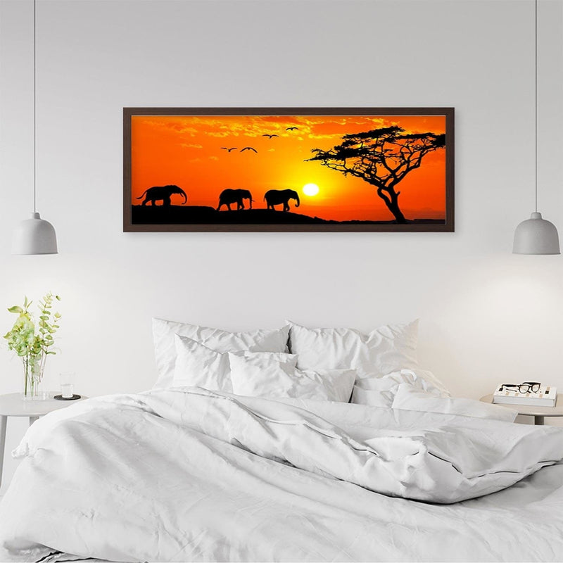 Picture in brown frame PANORAMA, Orange Africa  Home Trends