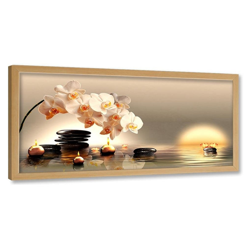 Picture in natural frame PANORAMA, Candles And Stones Zen  Home Trends