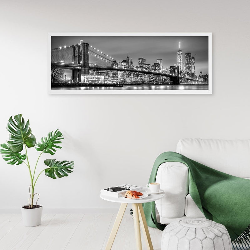 Picture in white frame PANORAMA, Brooklyn Bridge  Home Trends