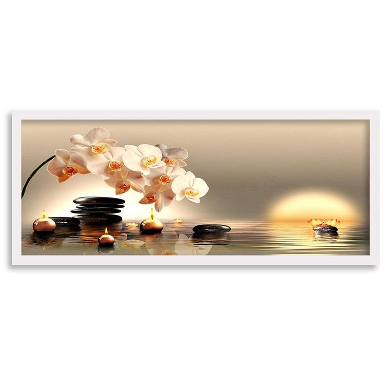 Picture in white frame PANORAMA, Candles And Stones Zen  Home Trends