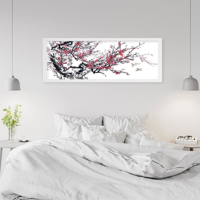 Picture in white frame PANORAMA, Cherry Blossom  Home Trends