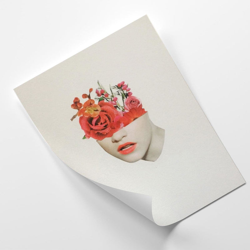 Posteris (plakāts) - Woman Face With Red Roses  Home Trends DECO