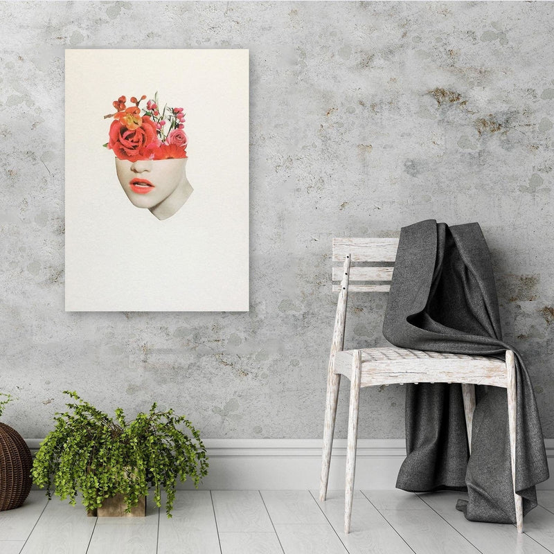 Posteris (plakāts) - Woman Face With Red Roses  Home Trends DECO