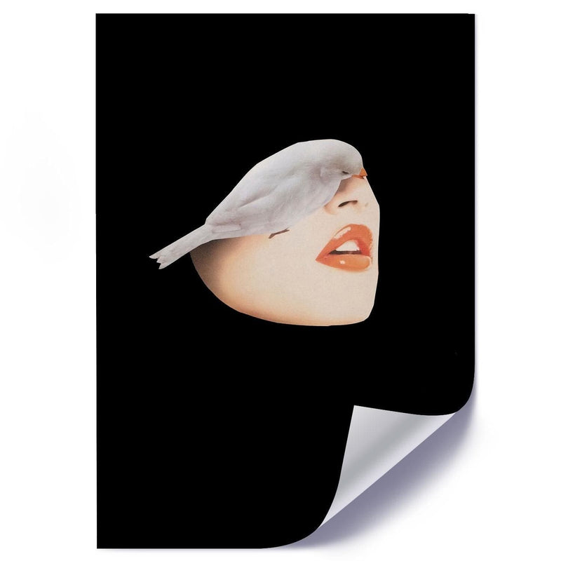 Posteris (plakāts) - Woman With Bird Black  Home Trends DECO