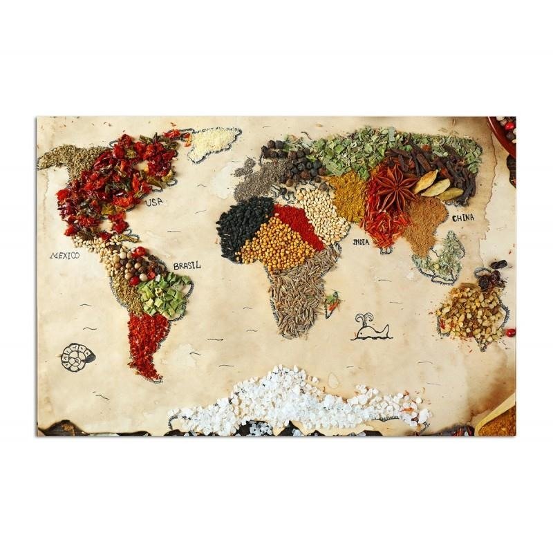 Dekoratīvais panelis - Map Made From Different Kinds Of Spices 