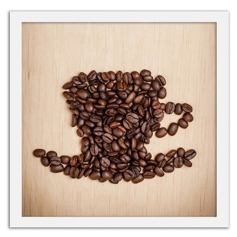 Glezna baltā rāmī - Cup of coffee beans 