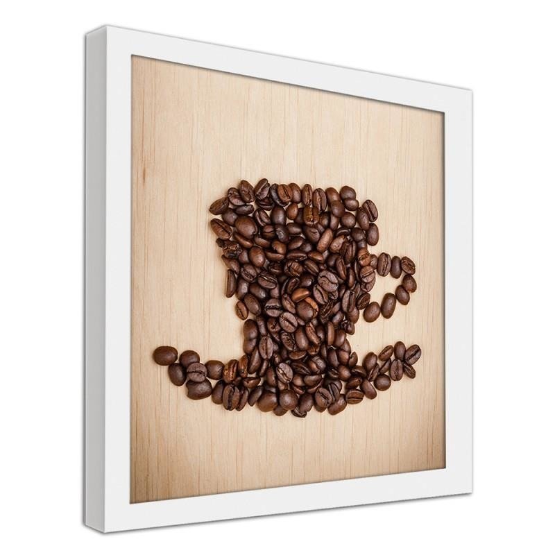 Glezna baltā rāmī - Cup of coffee beans 