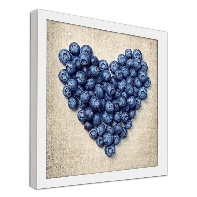 Glezna baltā rāmī - Blueberry heart 