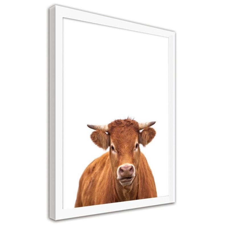 Glezna baltā rāmī - Cow portrait 