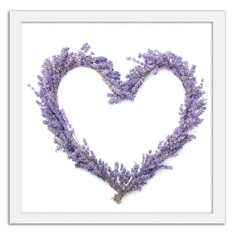 Glezna baltā rāmī - Lavender heart 