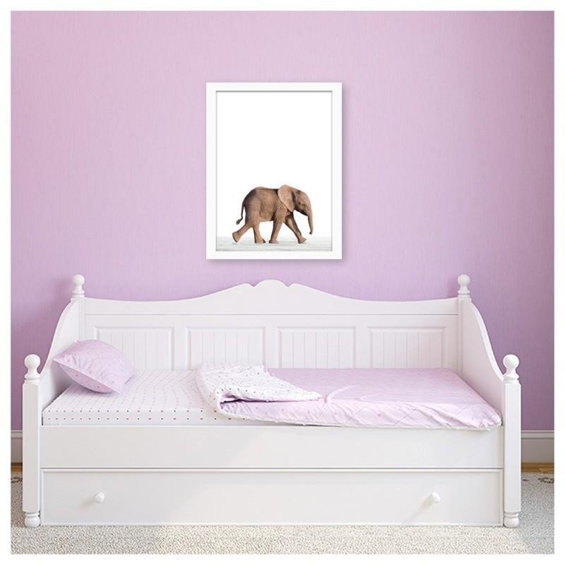 Glezna baltā rāmī - Little elephant 