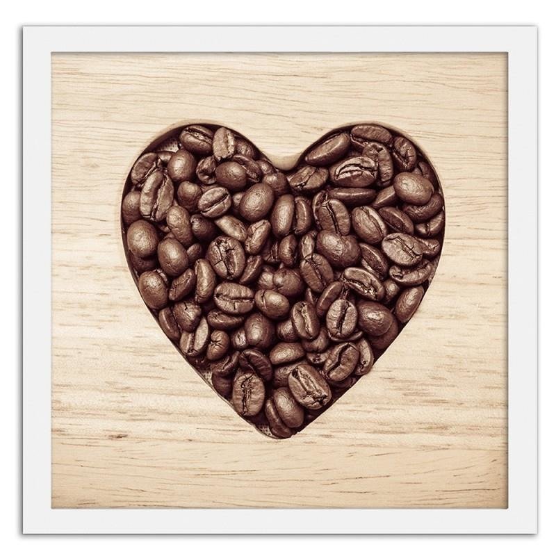 Glezna baltā rāmī - The heart of coffee beans 