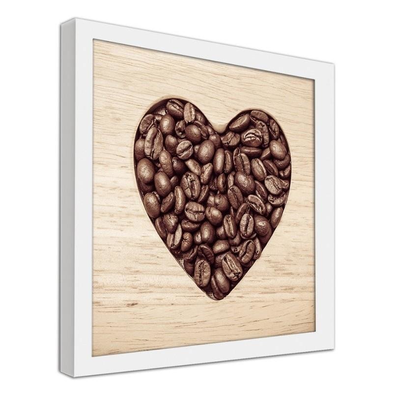 Glezna baltā rāmī - The heart of coffee beans 